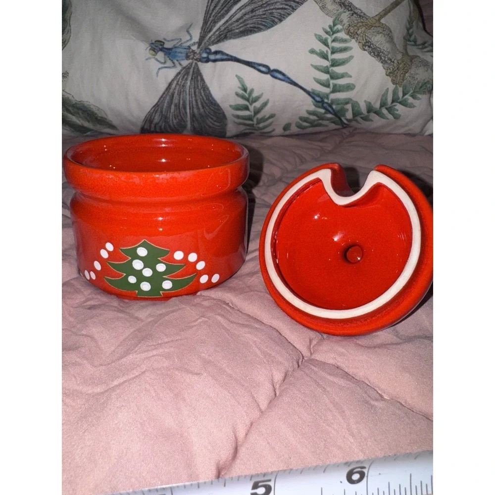 Waechtersbach Christmas Tree Red Sugar Bowl Made In Germany